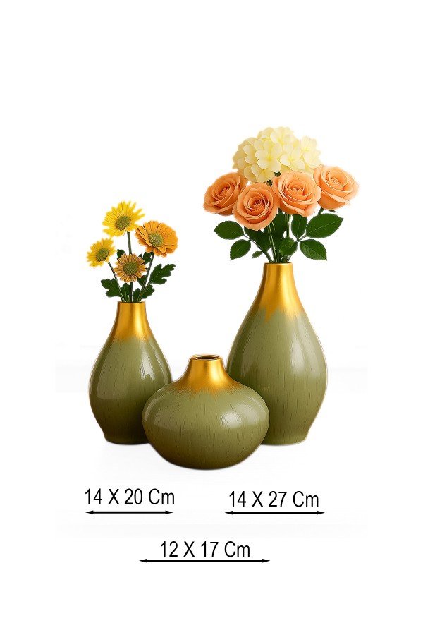 Olvessa Handmade Decorative Ceramic 3-Piece Vase Set