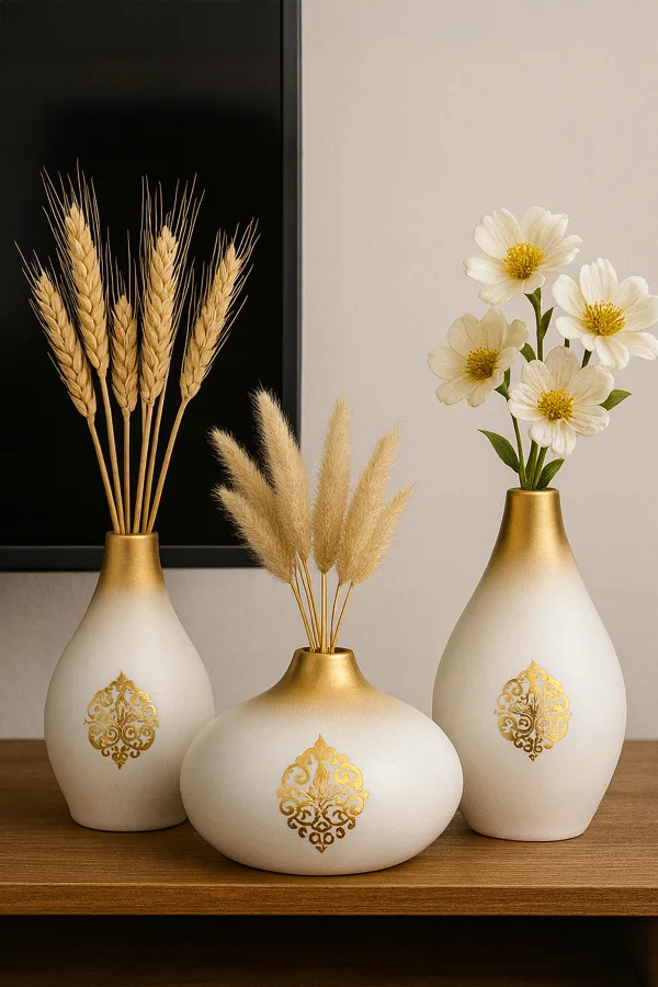 Regalia Handmade Decorative Ceramic 3-Piece Vase Set Regalia Handmade Decorative Ceramic 3-Piece Vase Set