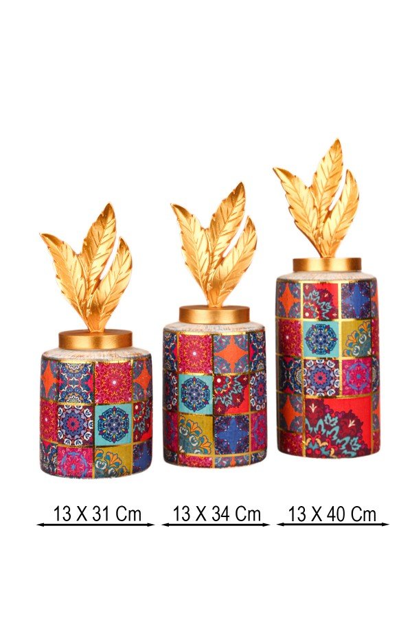 Vistara Handmade Decorative Ceramic 3-Piece Vase Set Vistara Handmade Decorative Ceramic 3-Piece Vase Set