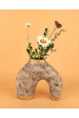 Moleter Vase Gray Brown Gold