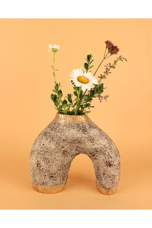 Moleter Vase Gray Brown Gold